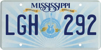 MS license plate LGH292