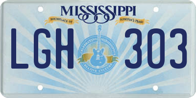 MS license plate LGH303