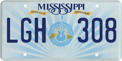 MS license plate LGH308