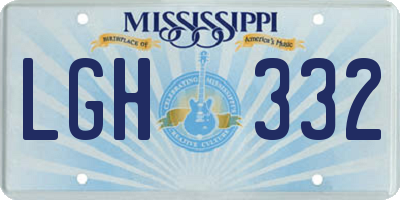 MS license plate LGH332