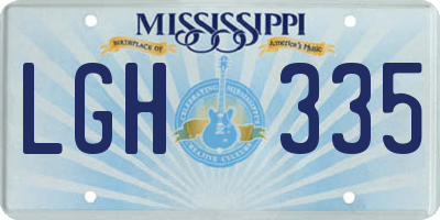MS license plate LGH335
