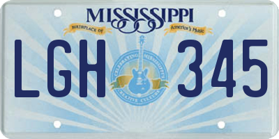 MS license plate LGH345