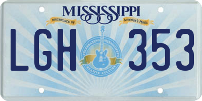 MS license plate LGH353
