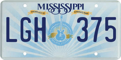 MS license plate LGH375
