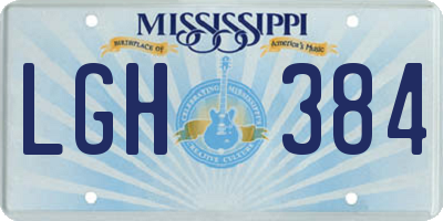 MS license plate LGH384