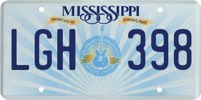 MS license plate LGH398