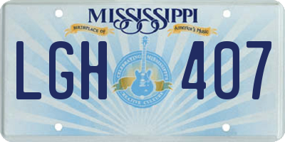 MS license plate LGH407