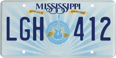 MS license plate LGH412