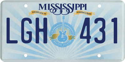 MS license plate LGH431