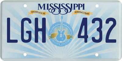 MS license plate LGH432