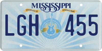MS license plate LGH455
