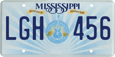 MS license plate LGH456