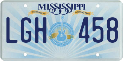 MS license plate LGH458