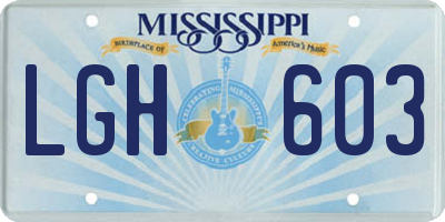 MS license plate LGH603