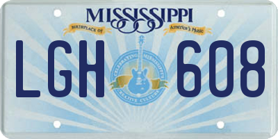 MS license plate LGH608