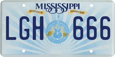 MS license plate LGH666