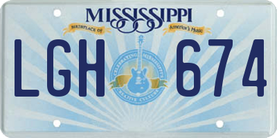 MS license plate LGH674
