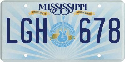 MS license plate LGH678