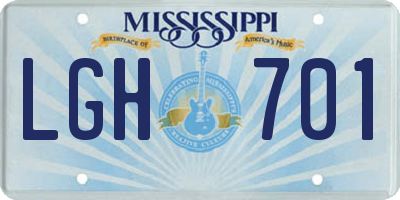 MS license plate LGH701