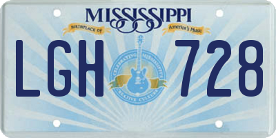 MS license plate LGH728