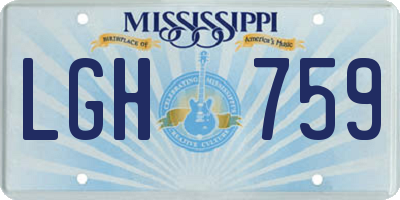 MS license plate LGH759