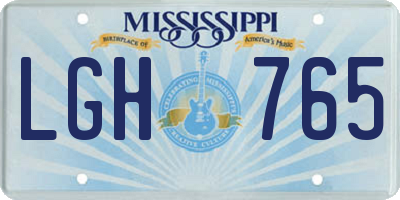 MS license plate LGH765