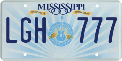 MS license plate LGH777