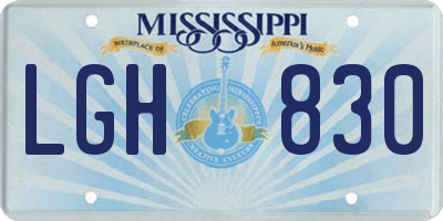 MS license plate LGH830