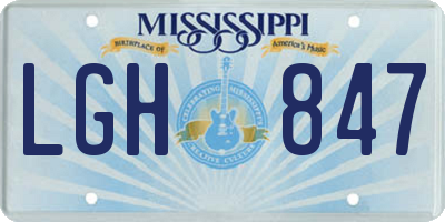 MS license plate LGH847