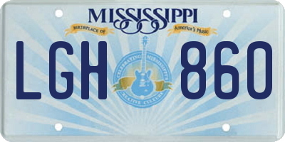 MS license plate LGH860