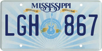 MS license plate LGH867
