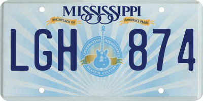 MS license plate LGH874