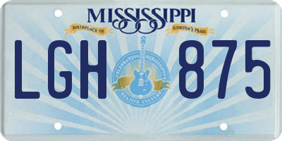 MS license plate LGH875