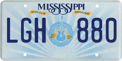 MS license plate LGH880