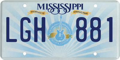 MS license plate LGH881