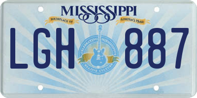 MS license plate LGH887