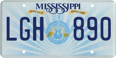 MS license plate LGH890