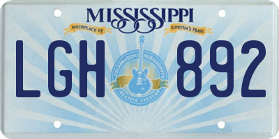 MS license plate LGH892