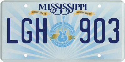 MS license plate LGH903