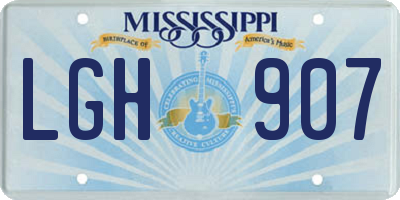 MS license plate LGH907