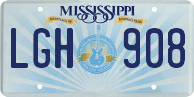 MS license plate LGH908