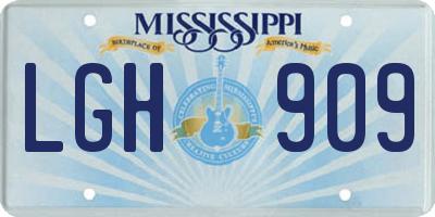 MS license plate LGH909