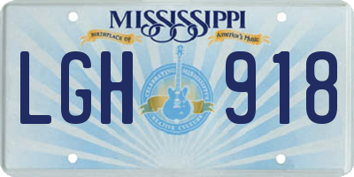 MS license plate LGH918