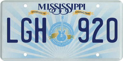 MS license plate LGH920