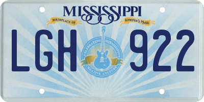 MS license plate LGH922