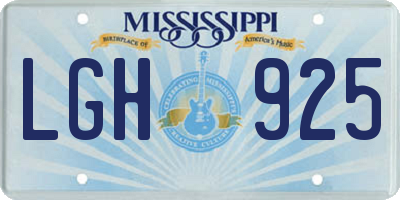MS license plate LGH925
