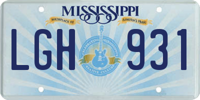 MS license plate LGH931