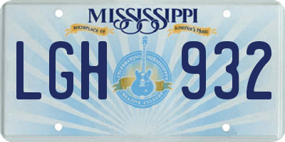 MS license plate LGH932