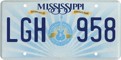 MS license plate LGH958