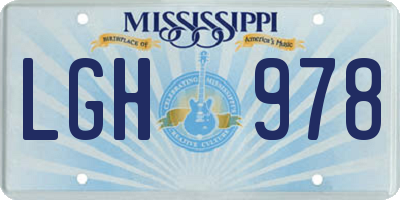 MS license plate LGH978